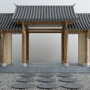 新中式入口大门门3D模型下载